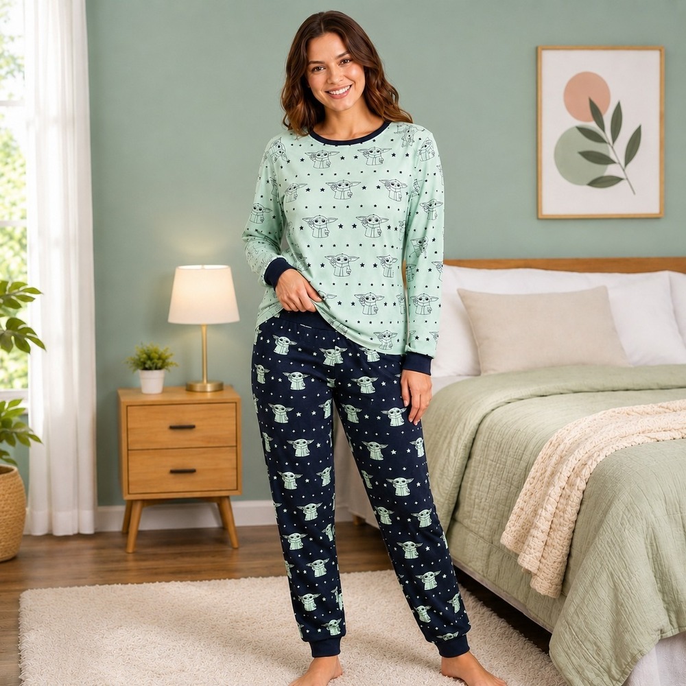 Star Wars Baby Yoda Women's Medium PJ Set Grogu Fancore Fandom Lounge Softgirl